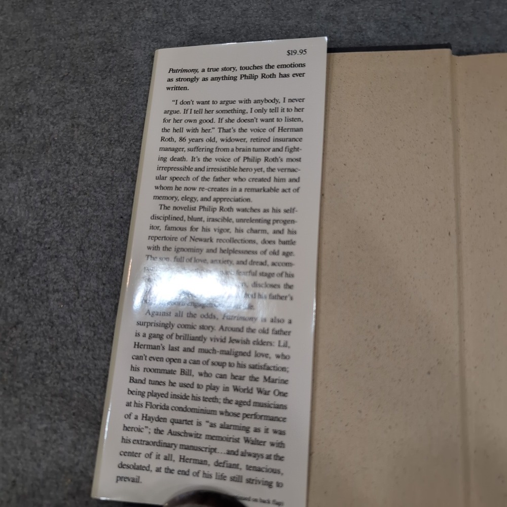 Patrimony A True Story Philip Roth First Edition Hardcover Memoir 1991 - Picture 2 of 4